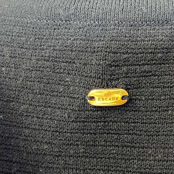 Escada Black Knit Fantasy Multi Color Stripe Bodycon Dress Sz Medium - Picture 4 of 7